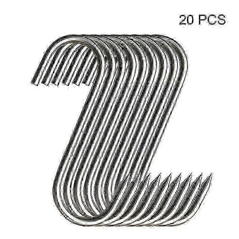 20Pcs Stainless Steel S Hooks with Tip Utensil Kitchen Meat Hooks Pan Clothes Hanging Hooks
