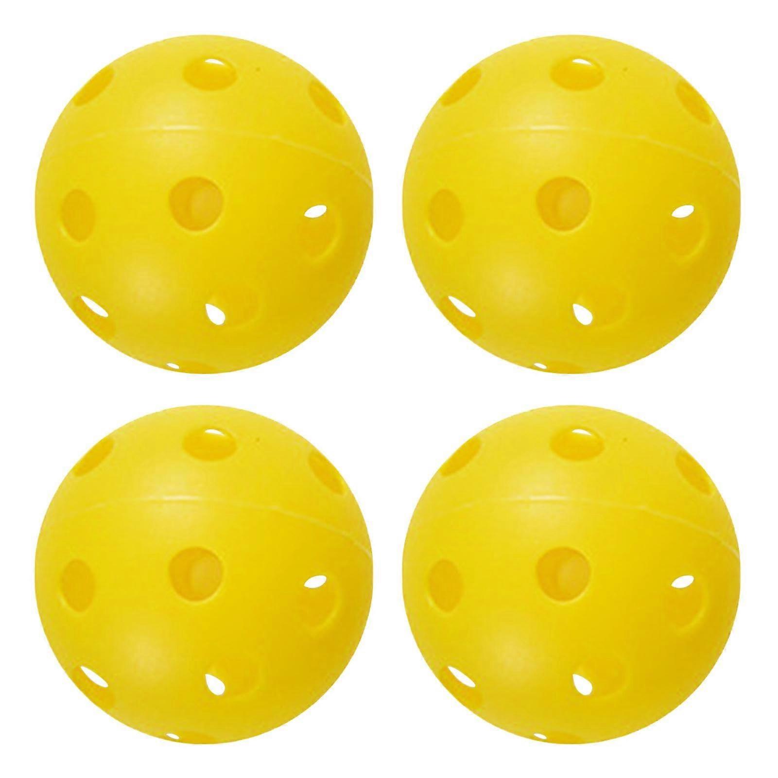 High Visibility Pickle Ball Set, 4 Yellow Exercise Balls with 26 Holes for Training, Beginners and Intermediates, Gym and Court Use