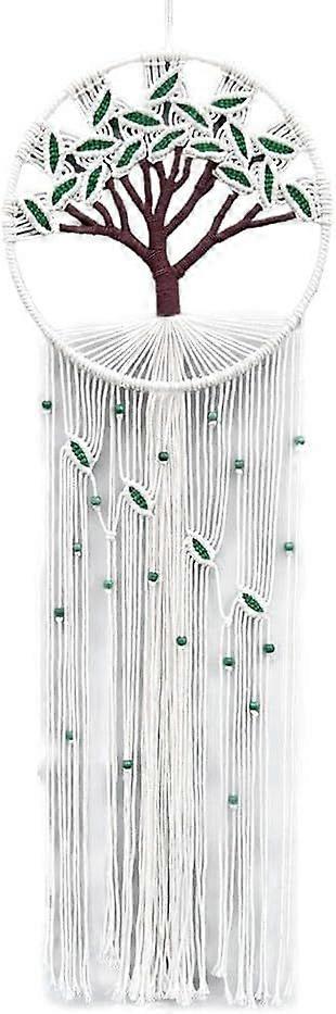 Macrame Drömfångare Livets träd Bohemisk Drömfångare Handgjord fjäder drömfångare för vardagsrum, sovrum, barnrum, barnkammare