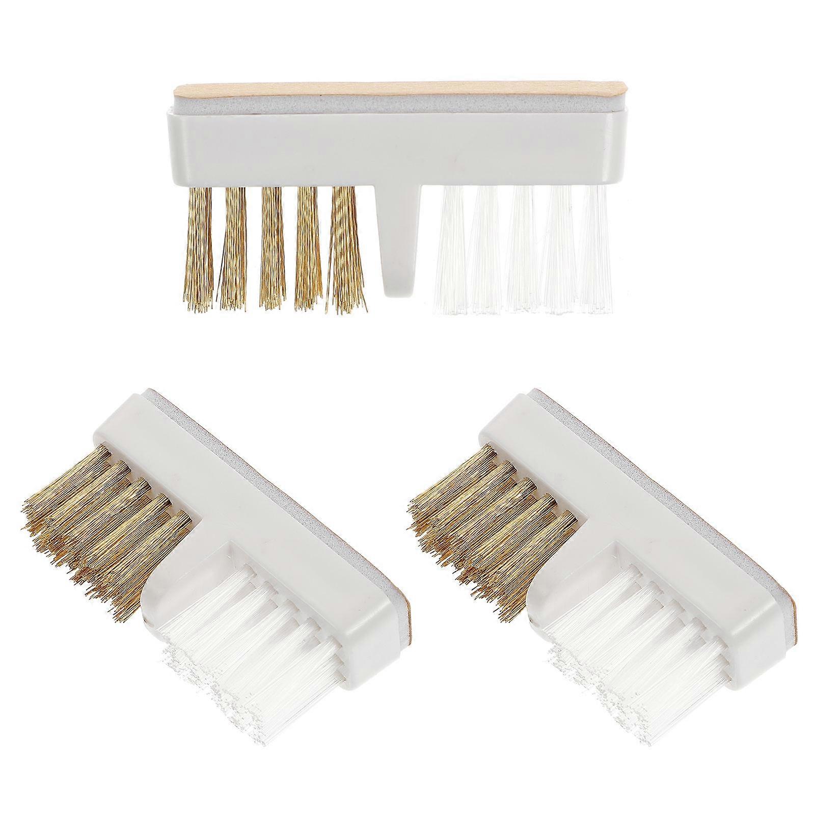 3pcs Nail Bit Cleaners with Strong Copper Wire Bristles, Nail Drill Polishing Head Brush for Manicure, Lightweight Adhesive Backing for Home and
