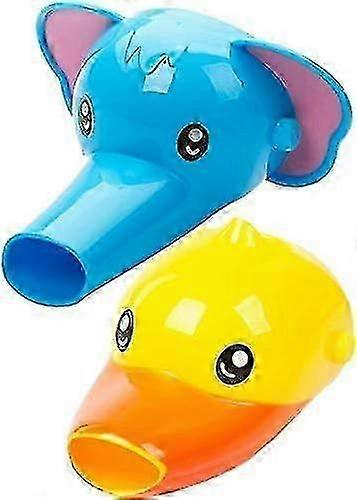 Faucet Extender for Children - Set of 2 Fun Animal Extenders for Hand Washing Sinks (Elephant and Ducks) Suitable for Various Faucet Brands