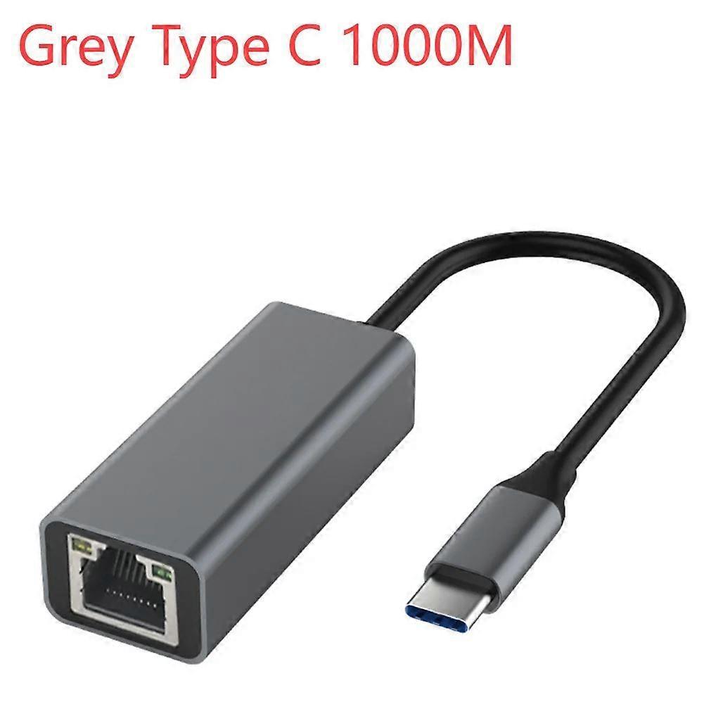Wired LAN Adapter Aluminum Alloy Type-C To RJ45 Gigabit Ethernet Type-C To Ethernet Adapter 10/100/1000Mbps
