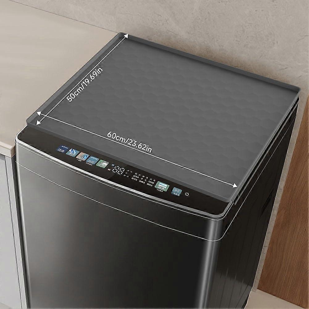 Mini Fridge Silicone Mat with Raised Edge, 60x50 cm Gray Spill-Proof Refrigerator Mat, Durable Kitchen Protector