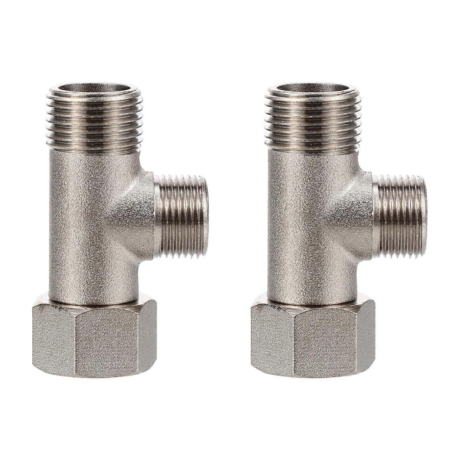 Copper Water Diverter with Nickel Plating for Practical Use Silver 3Way Valve 2 Pieces