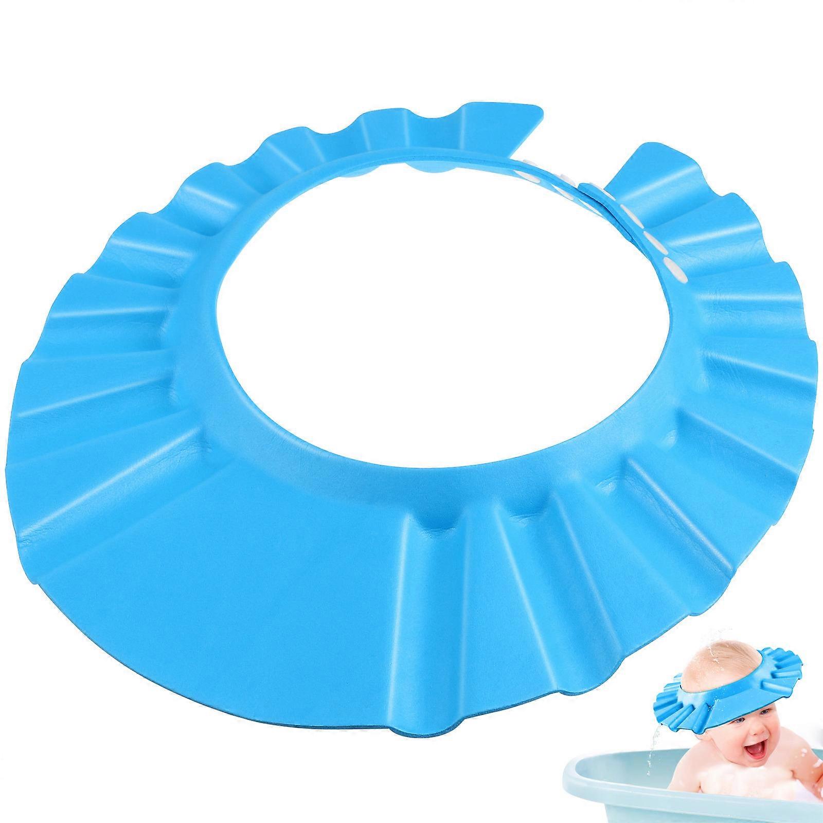 Baby Adjustable Shower Bathing Hair Shield Hat 1 Set without Ear Protection Pads Dark Blue