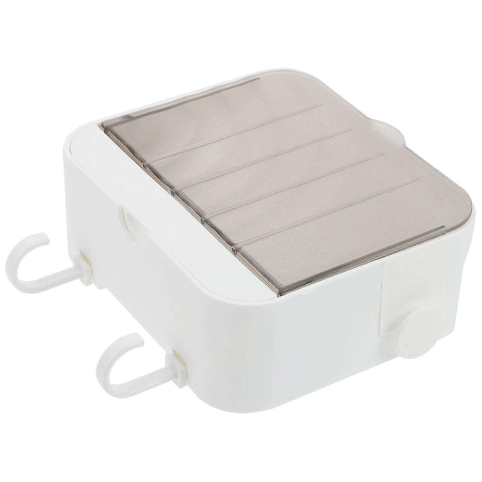 Wall-Mounted Storage Rack with Two Hooks for Home White PP and AS Material