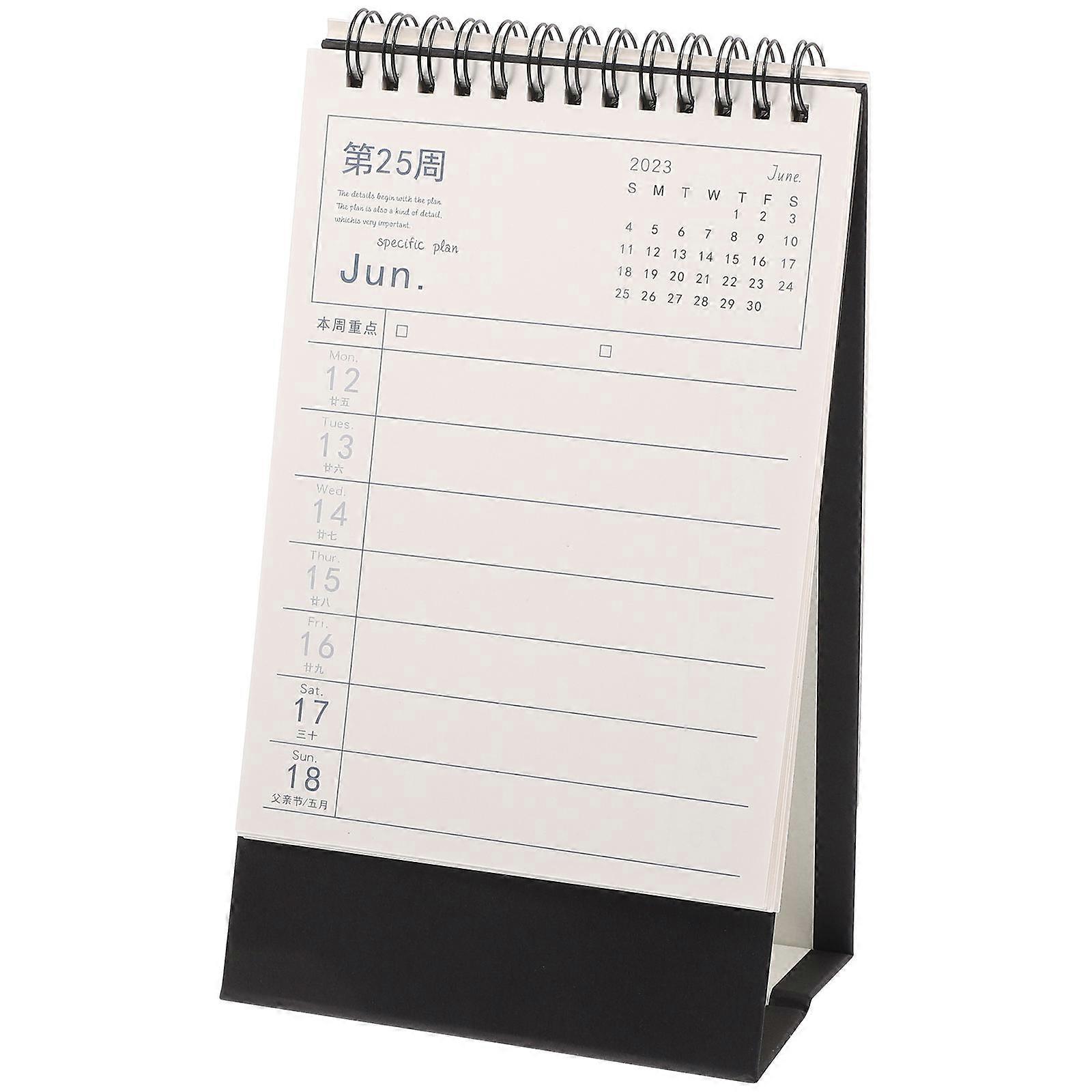 Simple Desk Calendar Rabbit Year Office Supplies Triangular Base Green 21.5X12.5X8.4CM Daily Planning 1Pcs