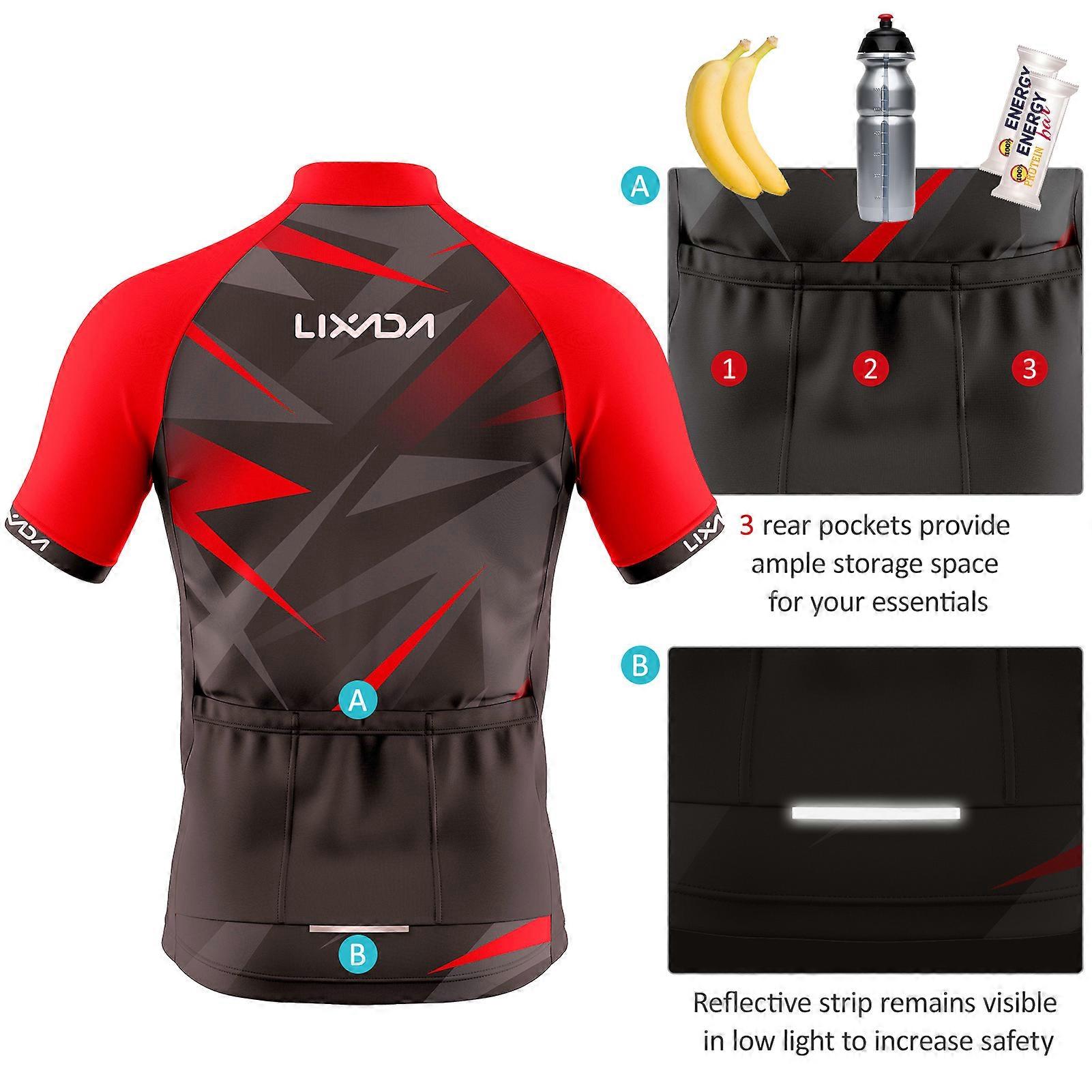 Lixada الرجال دورة جيرسي تنفس قصيرة الأكمام الدراجة قميص والسراويل المبطنة MTB دراجة الملابس بدلة