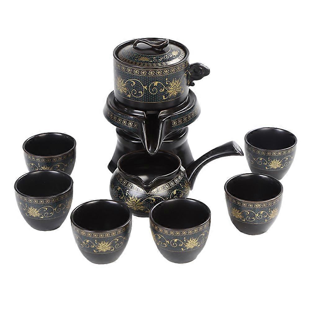 Elegant Ceramic Teapot Set with Vintage Floral Design and Semi Automatic Scalding Function for Tea Lovers