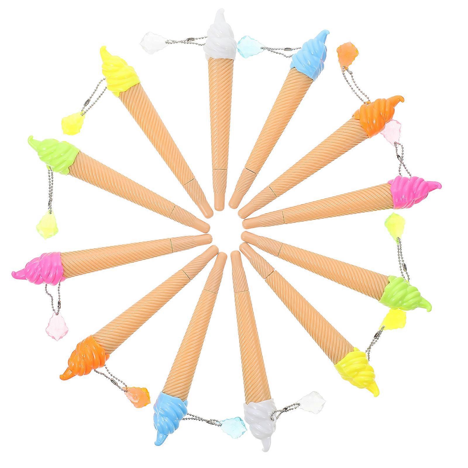 Ice Cream Pendant Roller Pens 12pcs Fine Tip Decorative Pens for Students Office Drawing Lightweight Portable Writing Tools Random Color