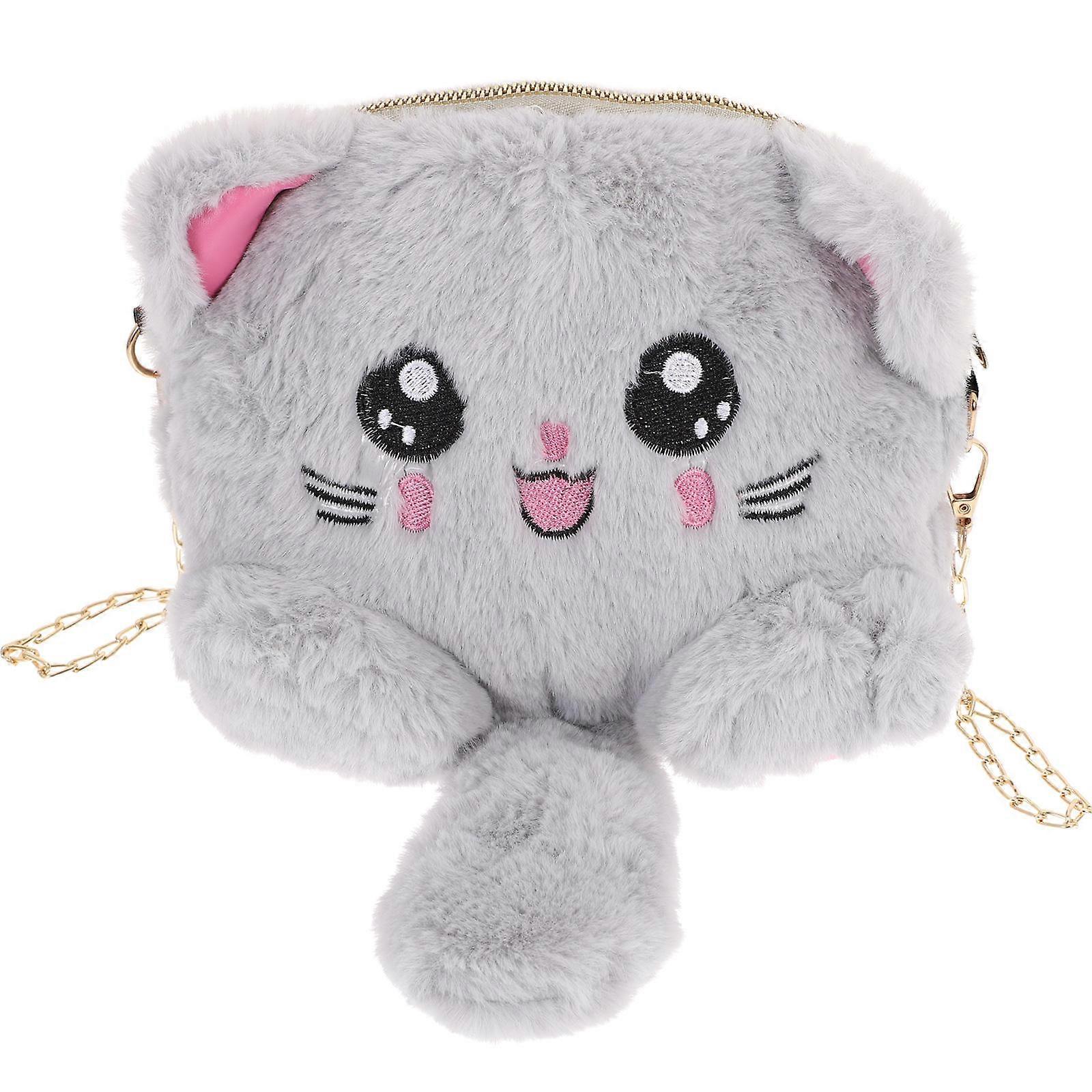 Plush Cat Design Women's Furry Shoulder Tote Bag – Stylish Crossbody Purse for Casual Outings and Everyday Use