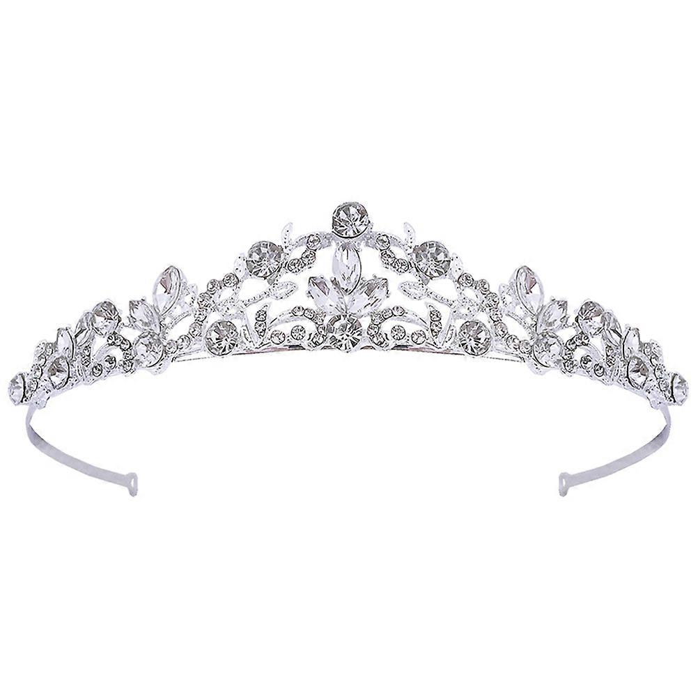 Elegant Rhinestone Tiara Crown Headband for Bride Wedding Birthday Hair Accessory Silver Small Design
