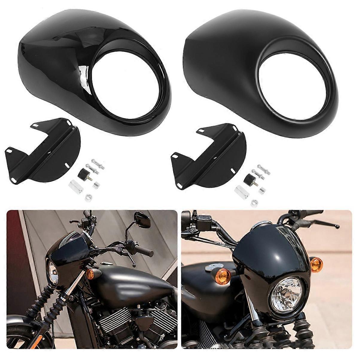 thumbnail image 2 of Gloss Black Headlight Fairing Mask / Cowl For Harley Sportster 883/1200 & Dyna (OUMJURS) 2 of 2