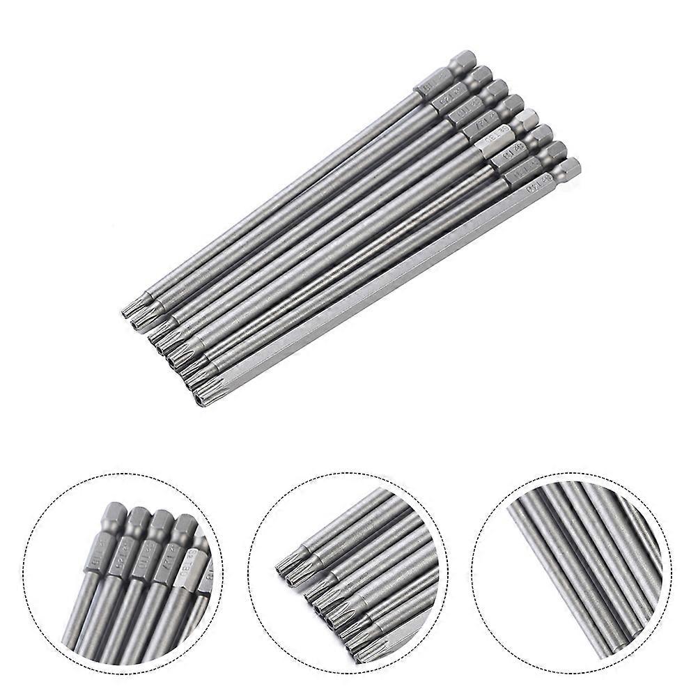 Drill Bit For Screws 8PCS Set Security Screw Driver Bit 150mm Handle -T40 Homeowners Industrial Applications Silver S2 Steel Security Fastening
