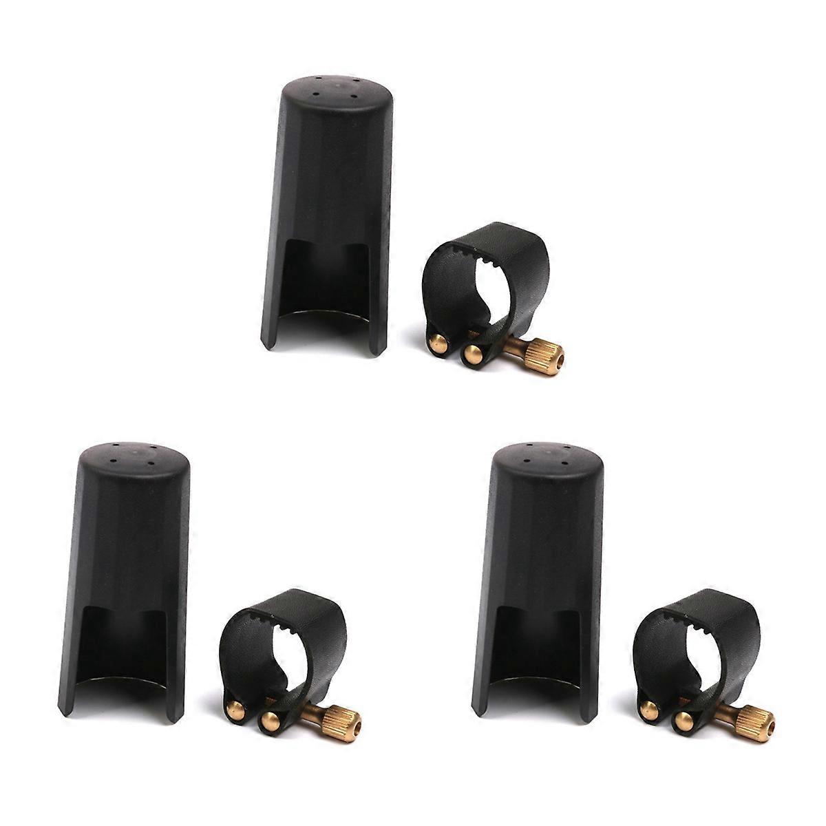 3X Plastic Clarinets Nozzle Cap with PU Ligature Black