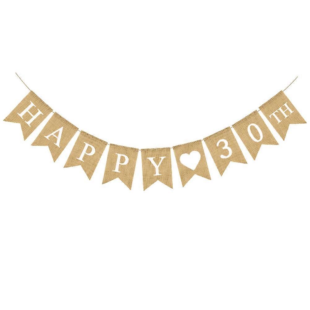 Birthday Decoration Banner Retro Design Linen Material Reusable Party Supplies Swallowtail Flags 13x18cm Size 1 Set