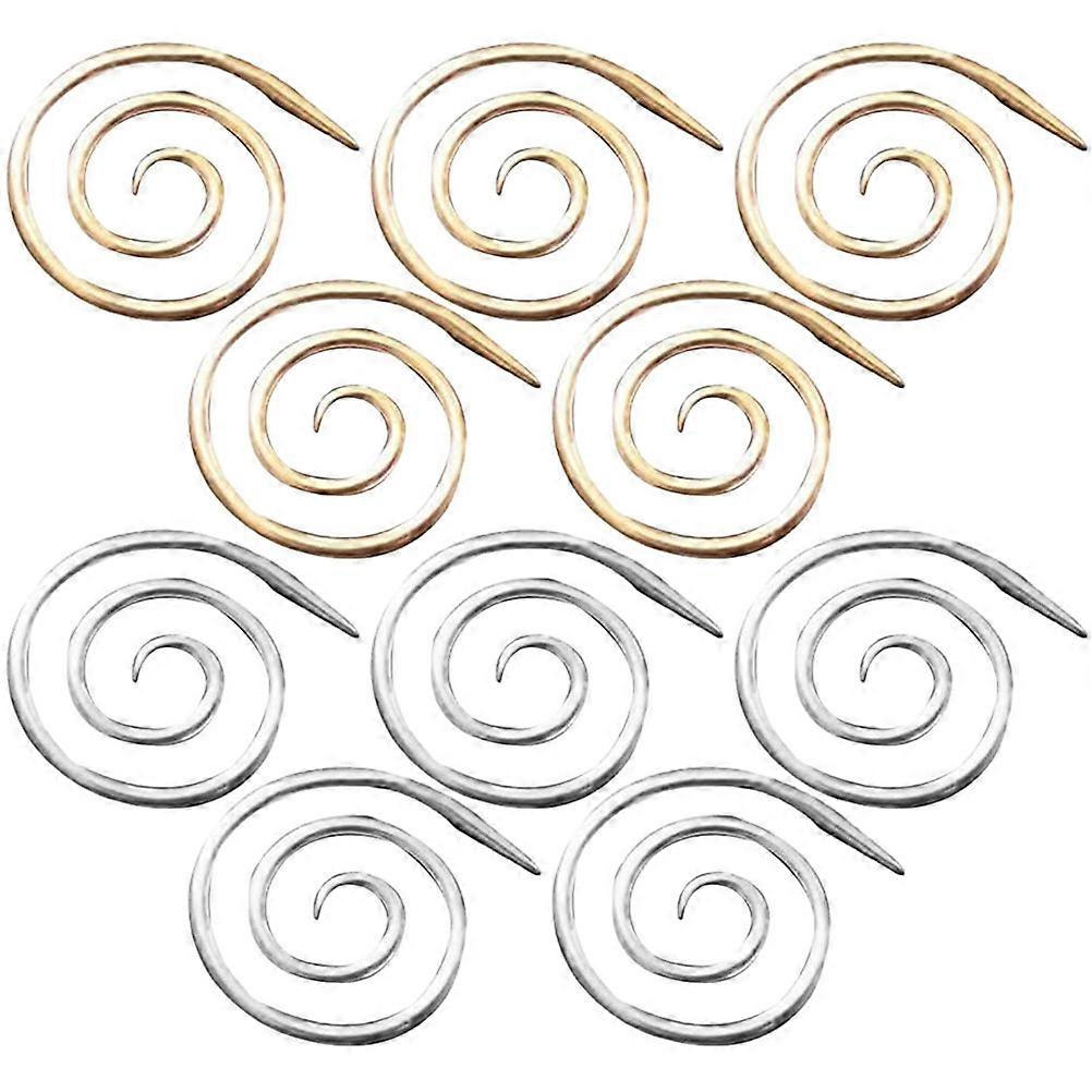 Spiral Knitting Needles Handmade Tools For Knitting Projects Securing Stitches Golden 10Pcs