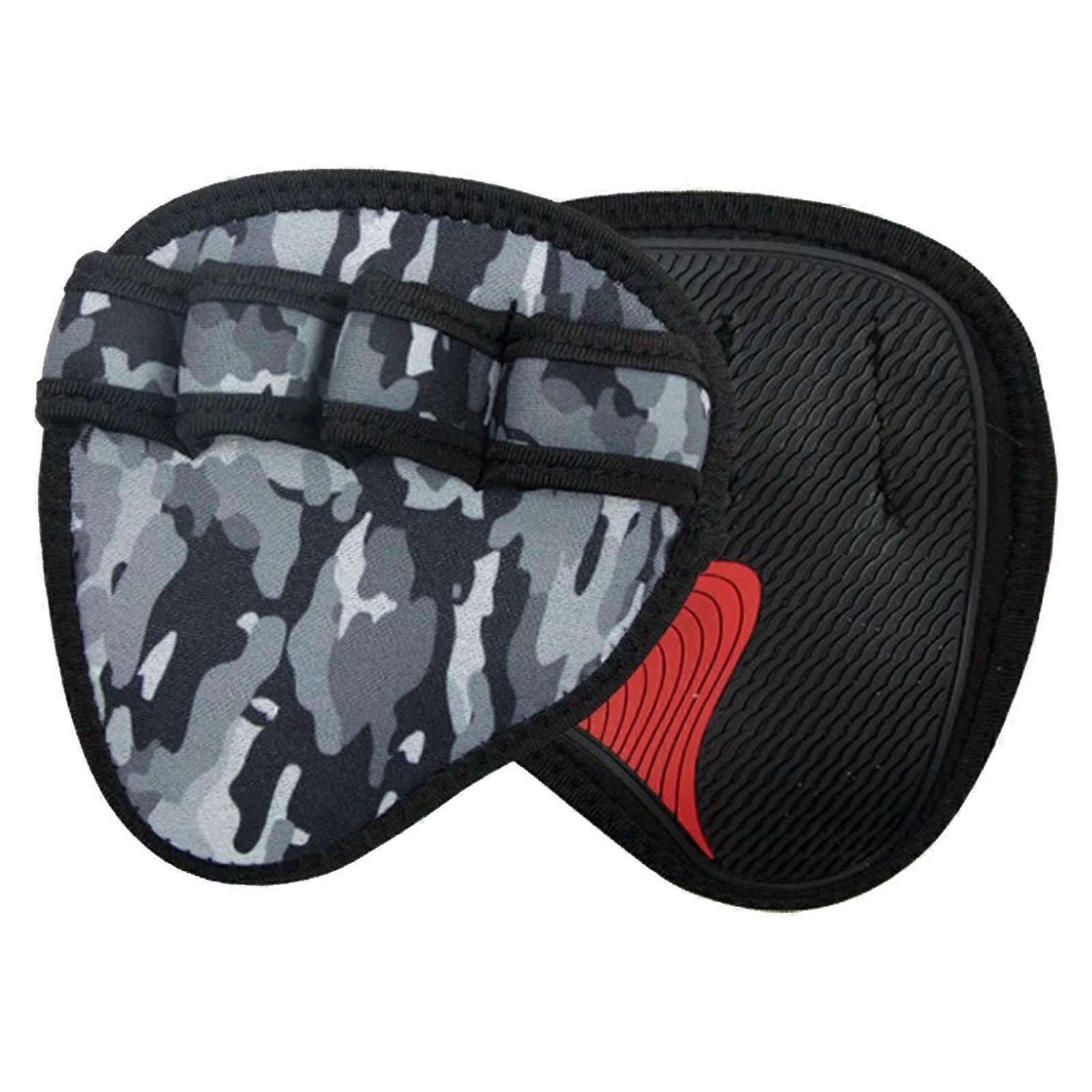 Pull Up Grips Pads with 4 Finger Loops, Lifting Sweat Pads for Calisthenics and Powerlifting Training Gloves for Gym Camouflage Rubber