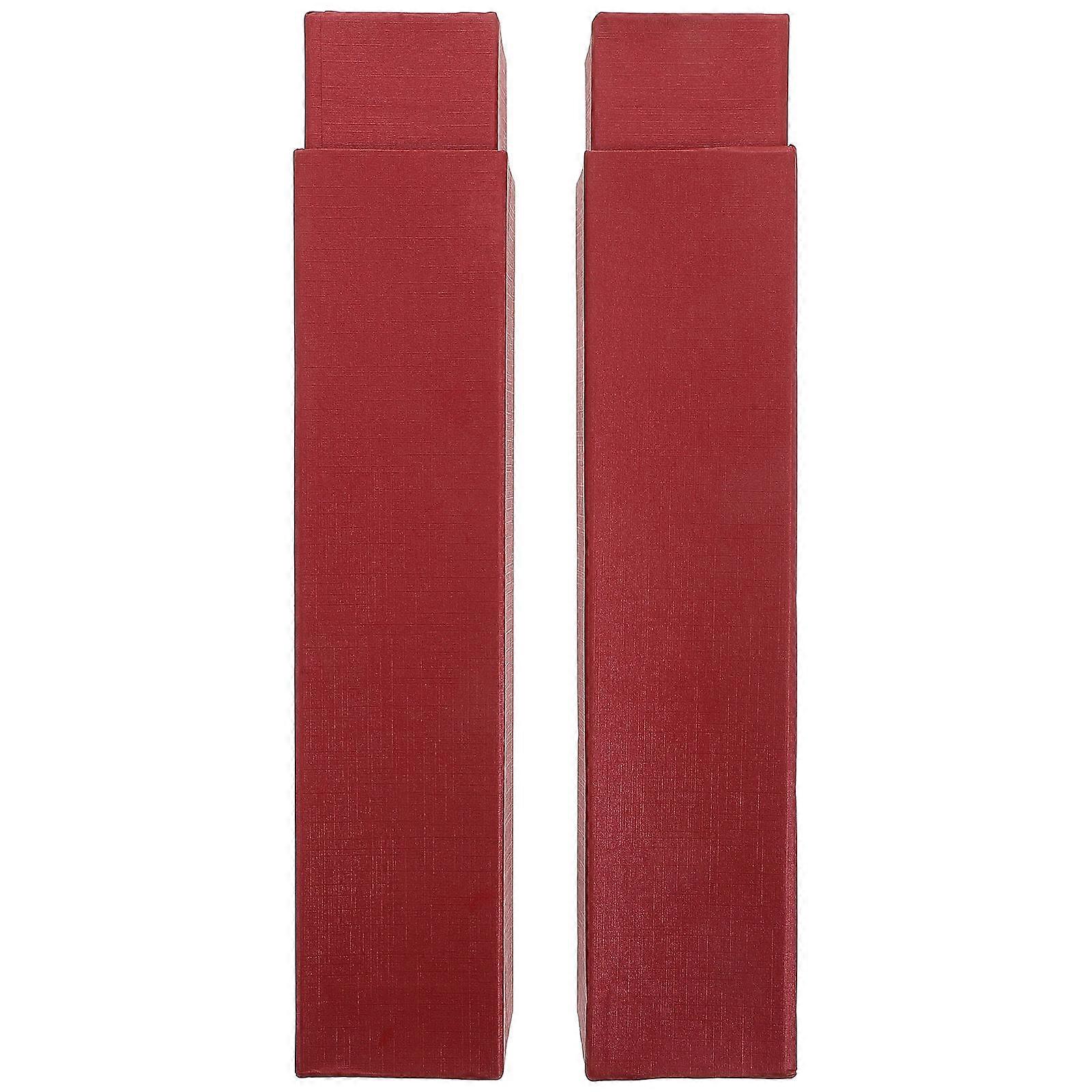 Telescopic Calligraphy Scroll Storage Boxes   2pcs Set, Sealing Design, Paper Material, Elegant Red Artwork Holders for Safe Archiving