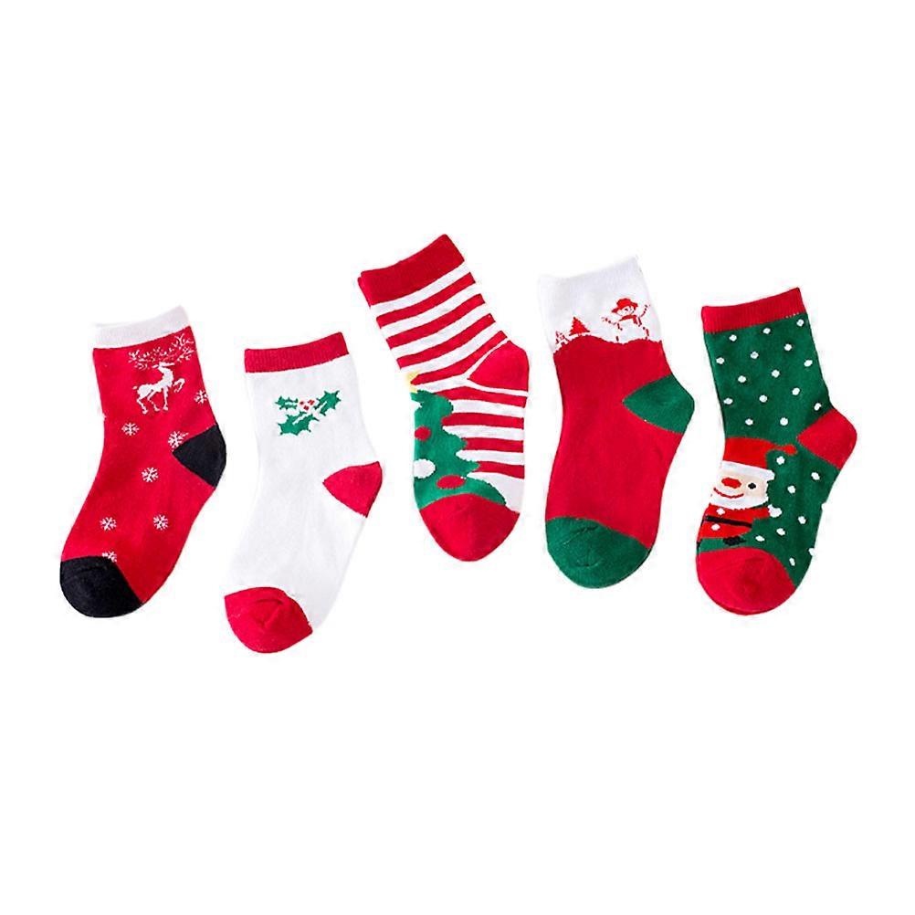 Stockings for Children Running Sweat-wicking 5 Pairs Christmas Assorted Color