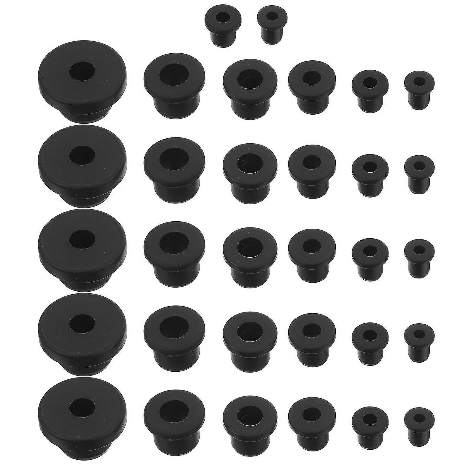 T Shape Rubber Grommet Black T-Shaped Perforated Grommet Plugs for Industrial Use Heat Resistant Cable Protection 100Pcs