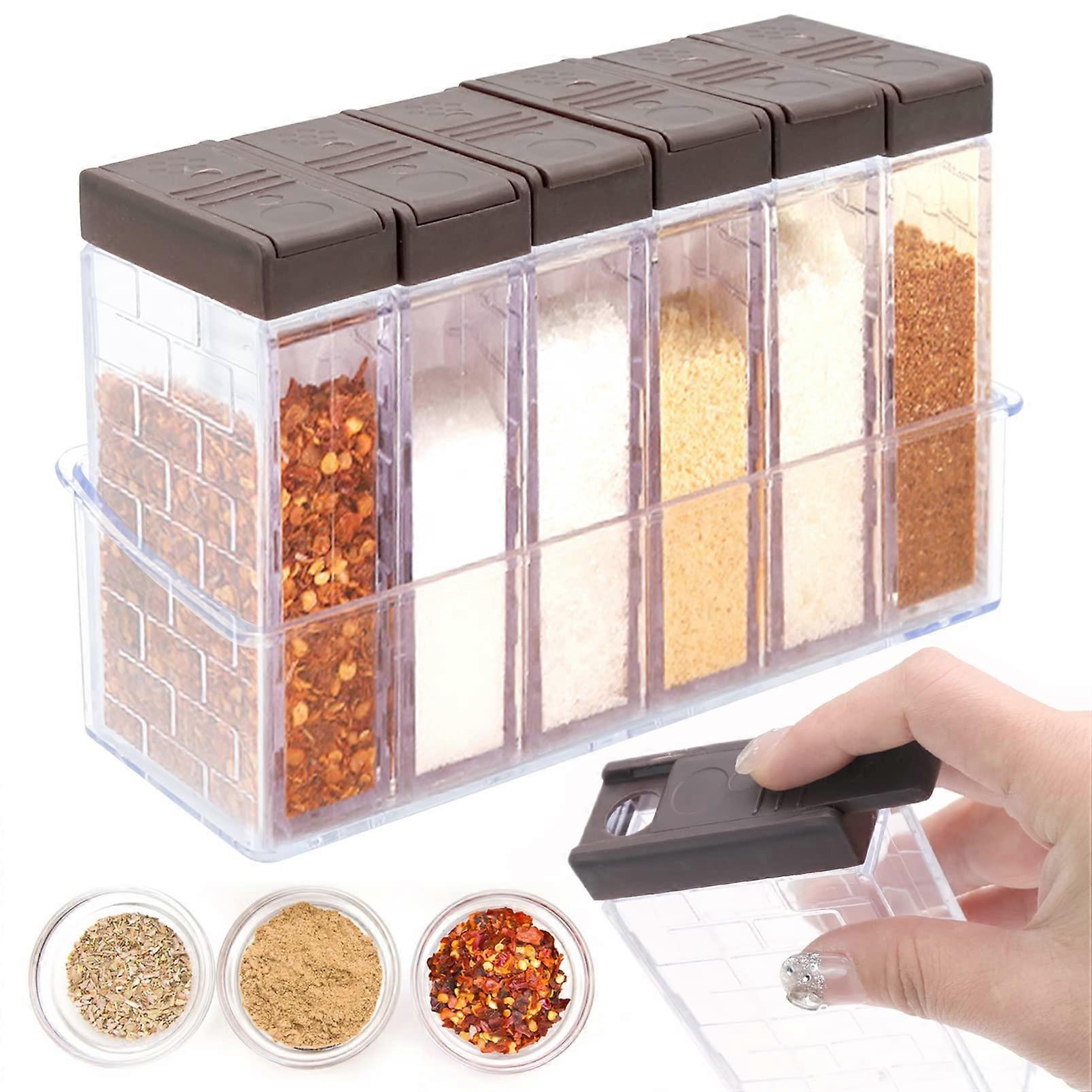 Spice Shaker Camping 6 in 1 Plastic Spice Jars with Storage Box for Kitchen Salt Pepper and Seasoning Spices