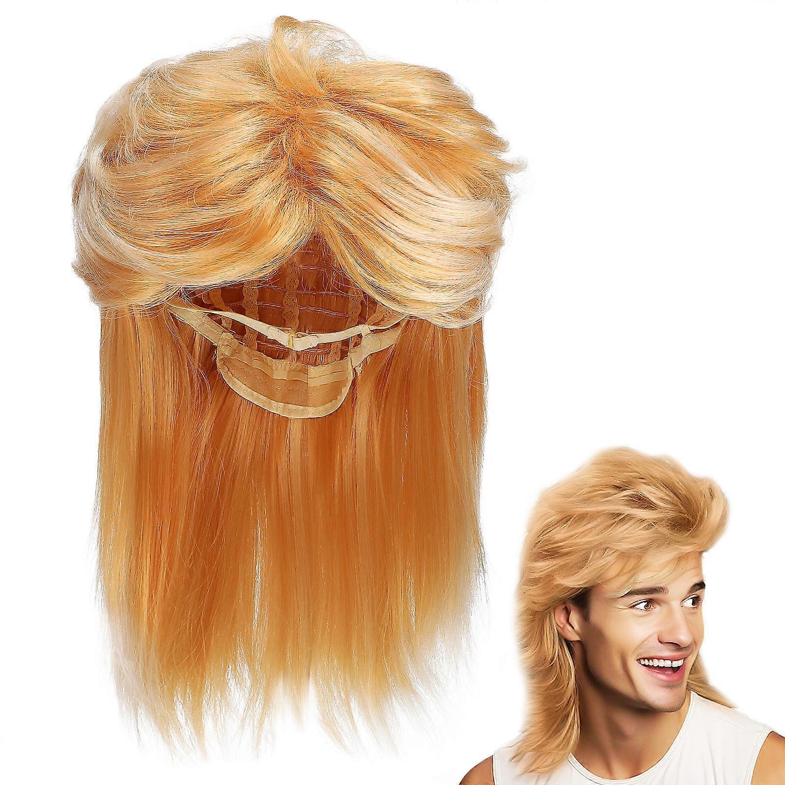 Vintage Men's Synthetic Wig – Long Hair, Adjustable Fit, Comfortable Hair Net – Costume Party, Halloween, Cosplay, Rocker Style Accessory