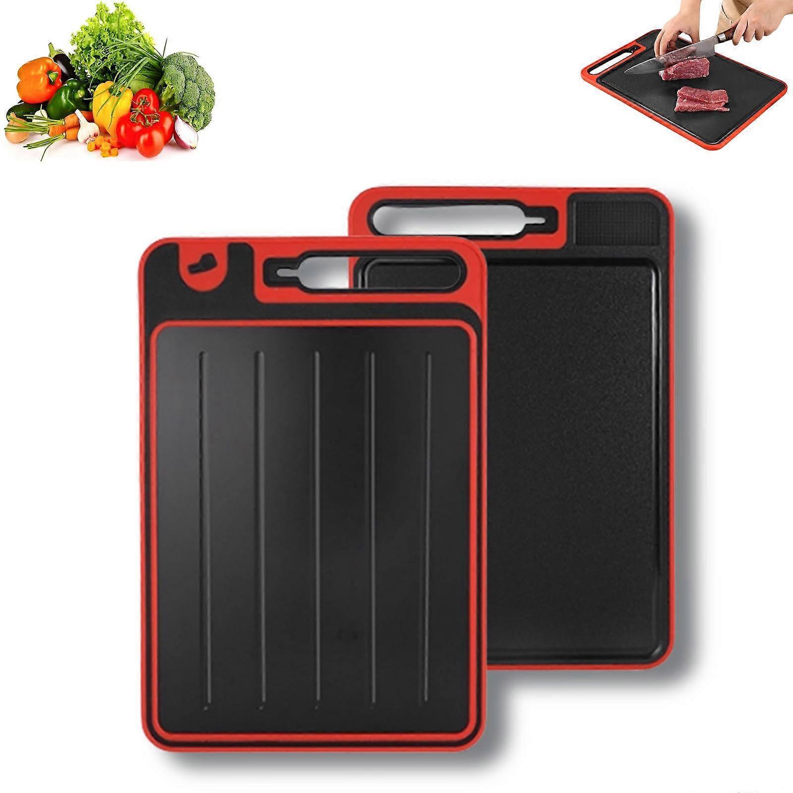 4in1 Thawing Mat, Defrosting Tray With Grater Sharpener Double Board (M,Black)