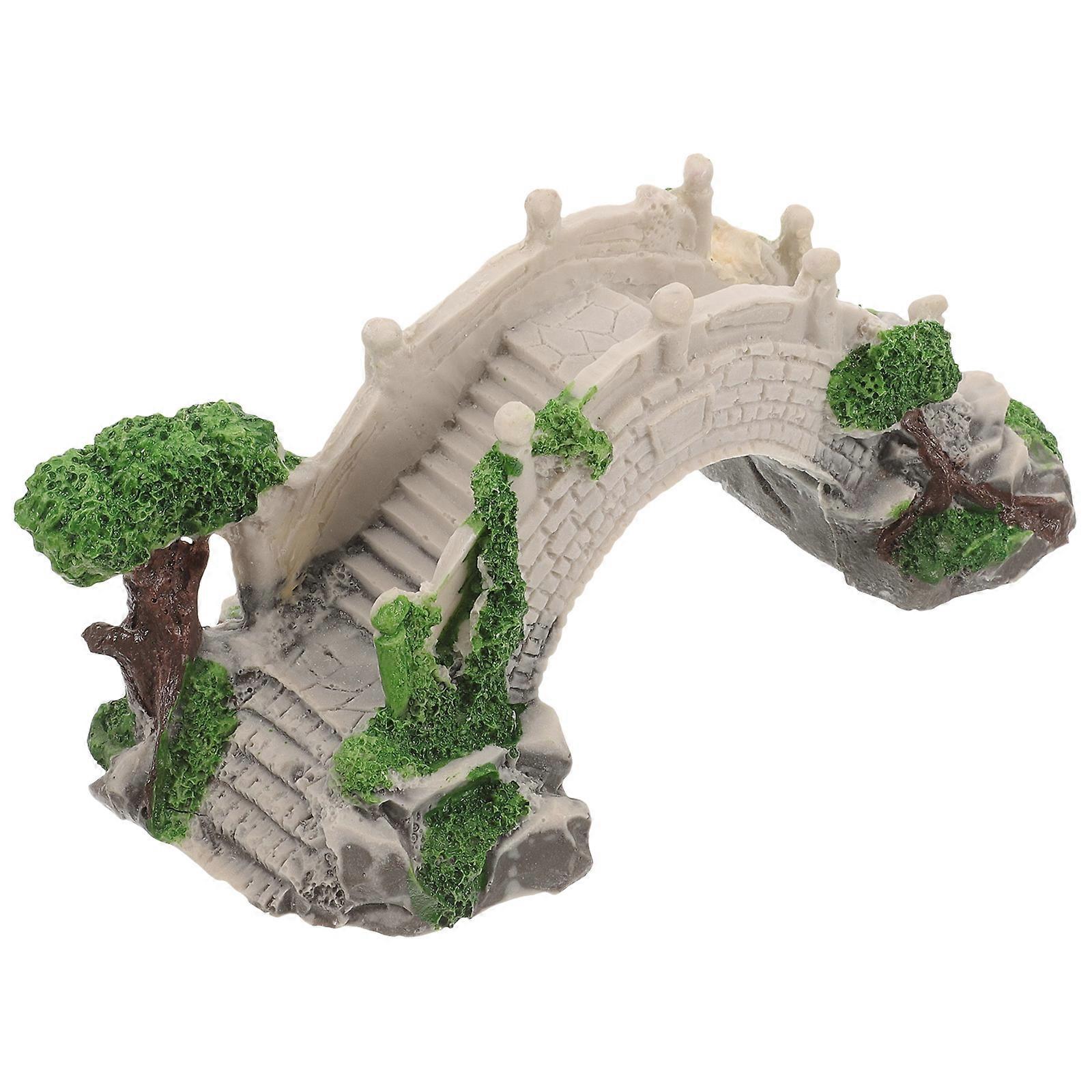 Garden Bridge Ornaments Miniature Resin Bridge Model Pet Habitat Enhancement Aquarium Decorations 1Pcs