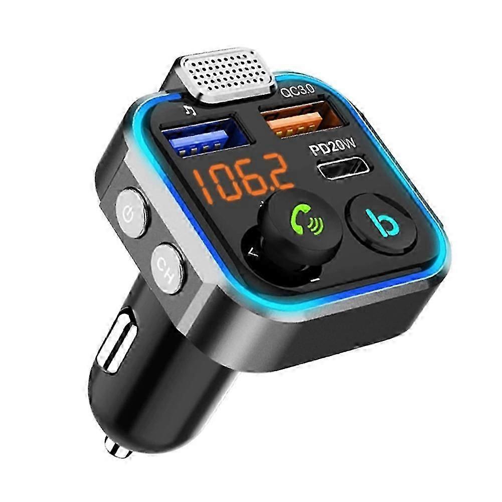 Bluetooth 5.0 Car Wireless FM Transmitter Adapter 2 USB Fast Charger Hands-Free