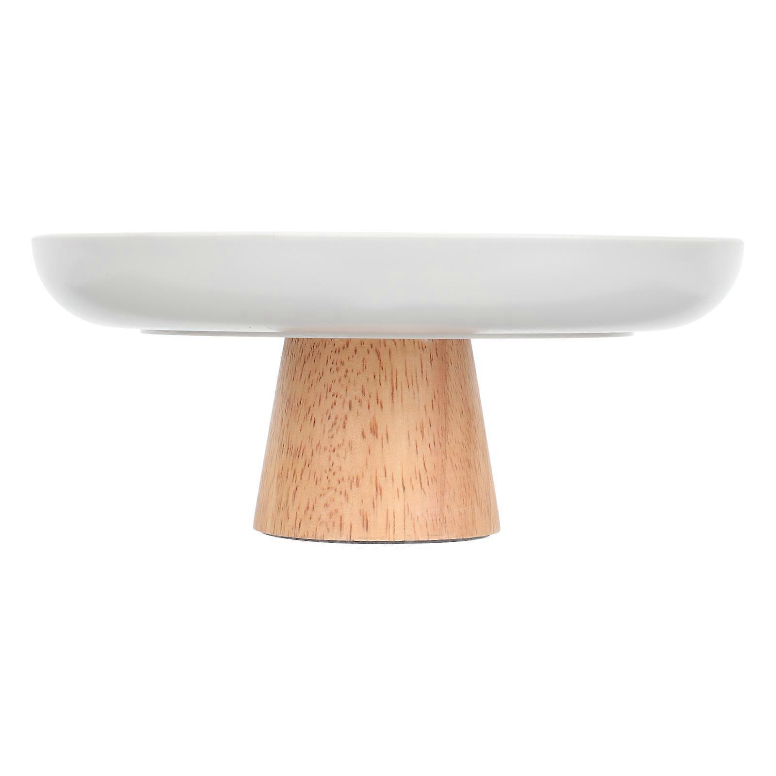 Cake Display Plate Footed Cake Tray Wood Material For Kitchens Grey 20X20CM Decoration 1Pcs