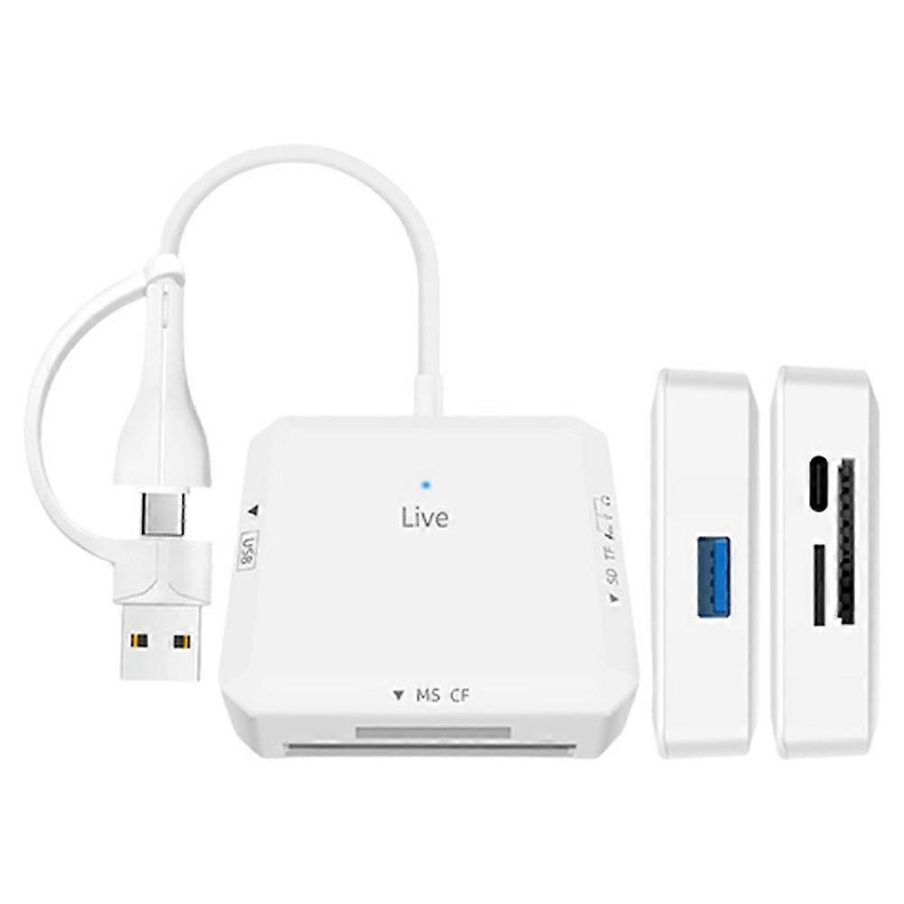 AJ1028 6 in 1 Card Reader USB Type-C Dual Port Data Hub TF SD MS CF USB PD 60W Charging Dock