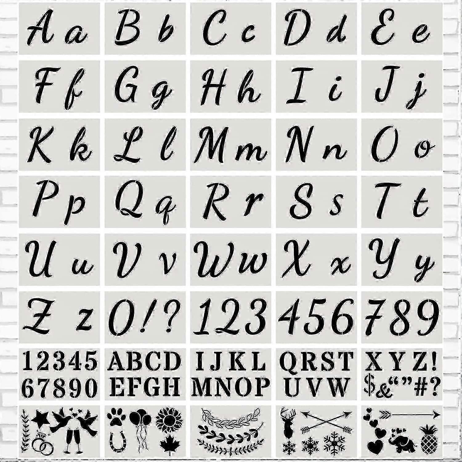 Reusable Plastic Alphabet Letter Stencil Number Stencil With Upper And Lower Case Letters Numbers And Signs (40 Pieces)