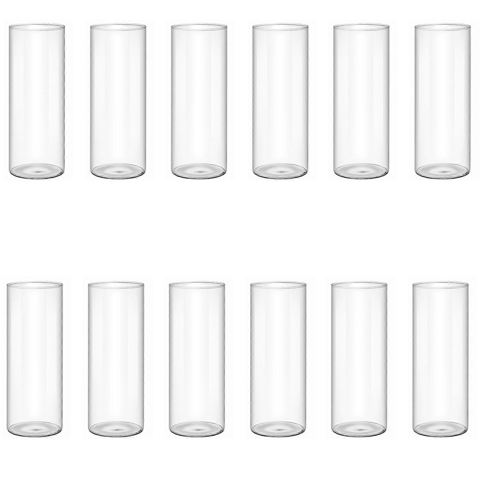 Glass Vases Set of 12 Small Cylinder Containers for Freshing Flowers and Tabletop Arrangements Multicolor