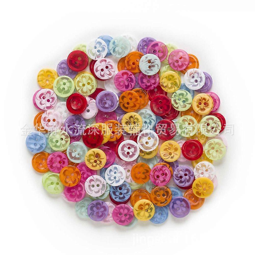 500pcs Colorful Resin Buttons: Sewing Diy Craft 2-Hole Decorative Buttons For Clothes/Shirts And Scrapbooking - 14mm Size Mixed Colors