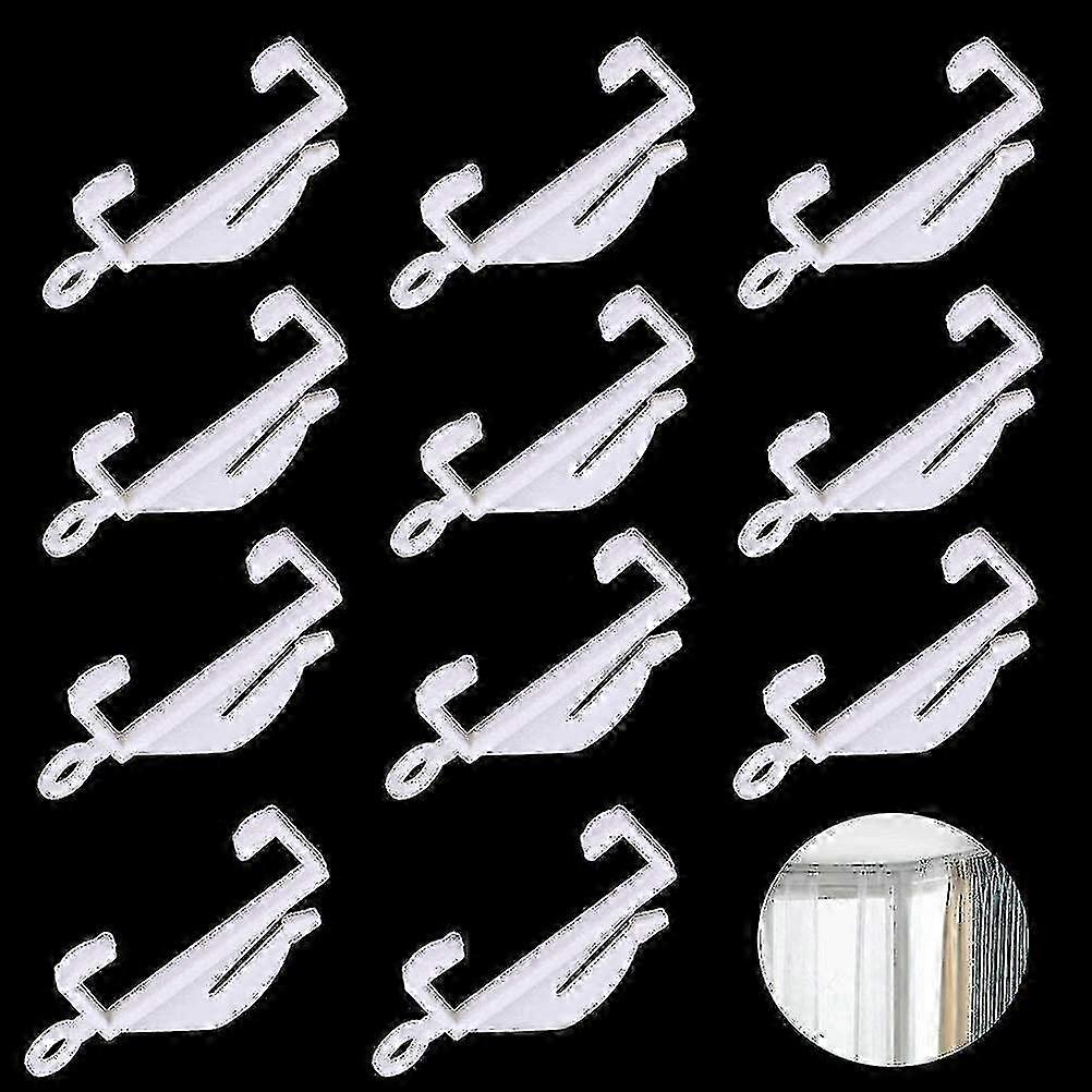 50 Pcs Curtain Hooks, Curtain Tack Hooks Plastic White Curtains Hooks, Curtain Rail Gliders Curtain Sliding Hooks For Track Window SZRH A-V
