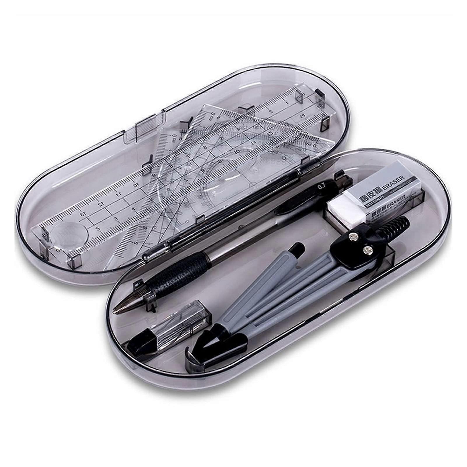 Math Set Protractor Drawing Triangle Compass Ruler for Student School Supplies