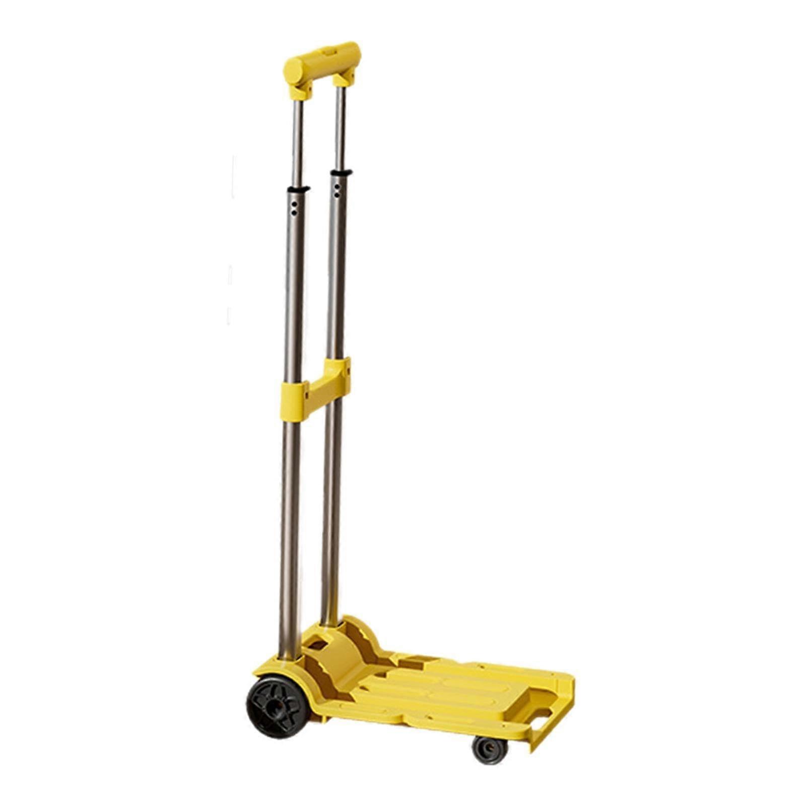 Folding Sack Truck, Lightweight Cart with Wheels, Foldable Trolley Cart for Camping House Moving Yellow