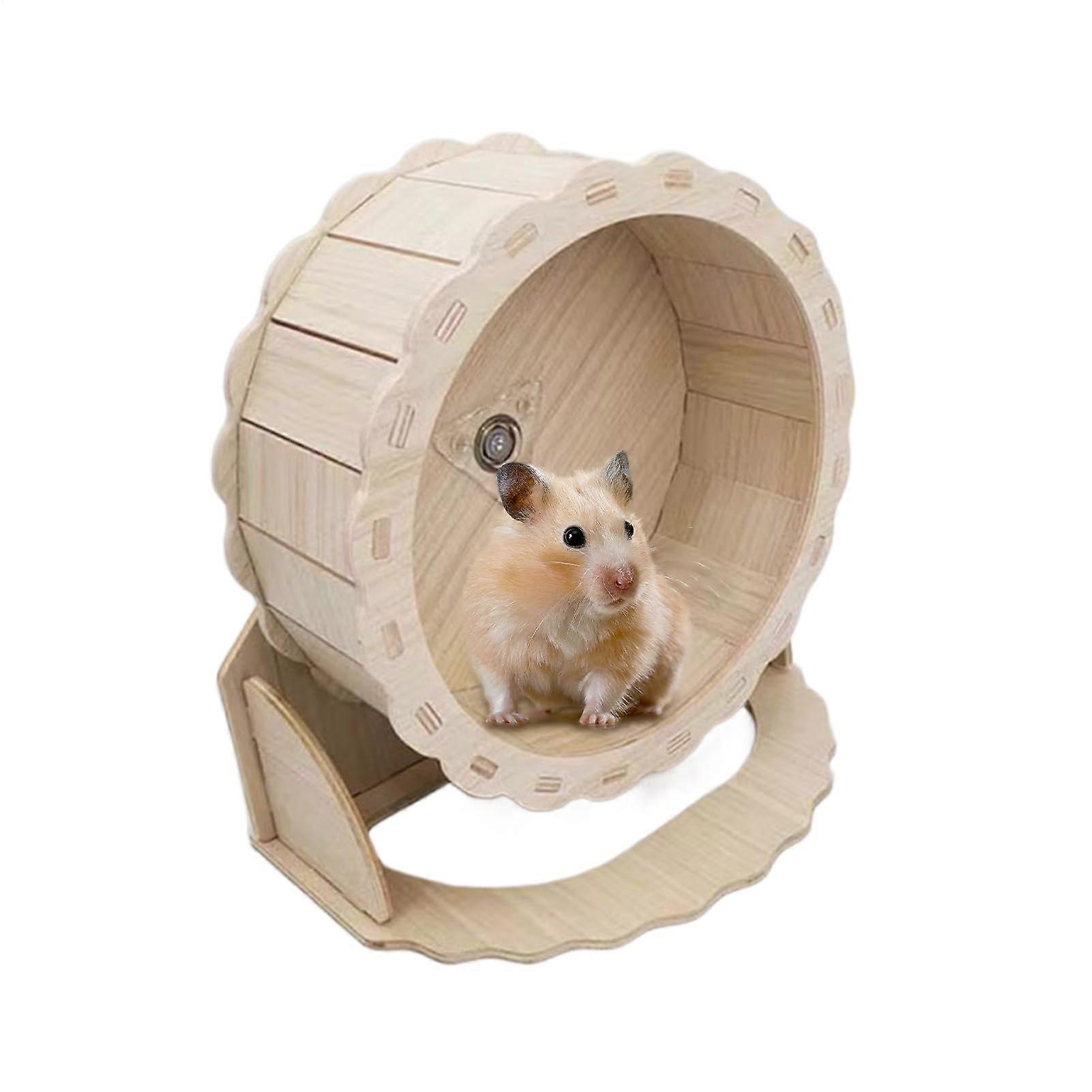 Wooden Hamster Wheel  Quiet Adjustable Running Wheel for Dwarf Hamsters