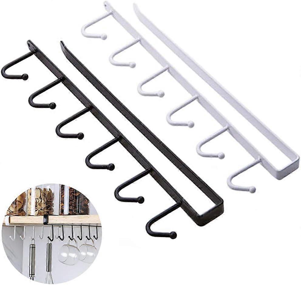 Kitchen Iron Cup Holder Function Card Clip Row Hook Cup Storage Rack (2 Pieces)