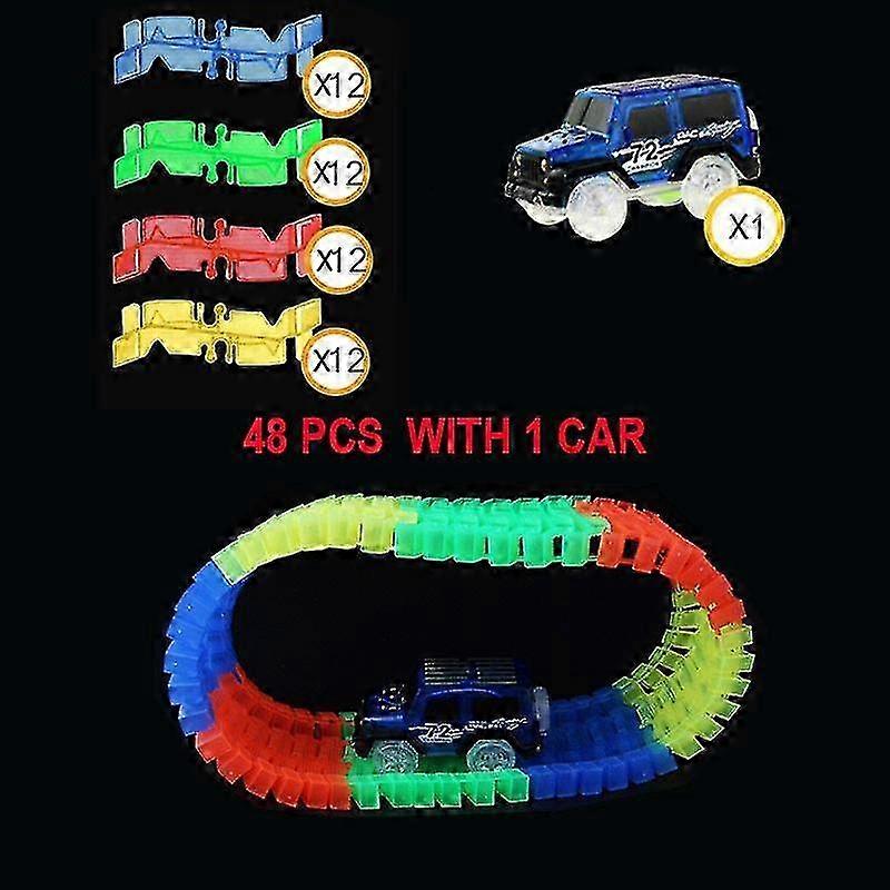 Glow-in-the-Dark Race Track Model Set with LED Electronic Cars for Boys