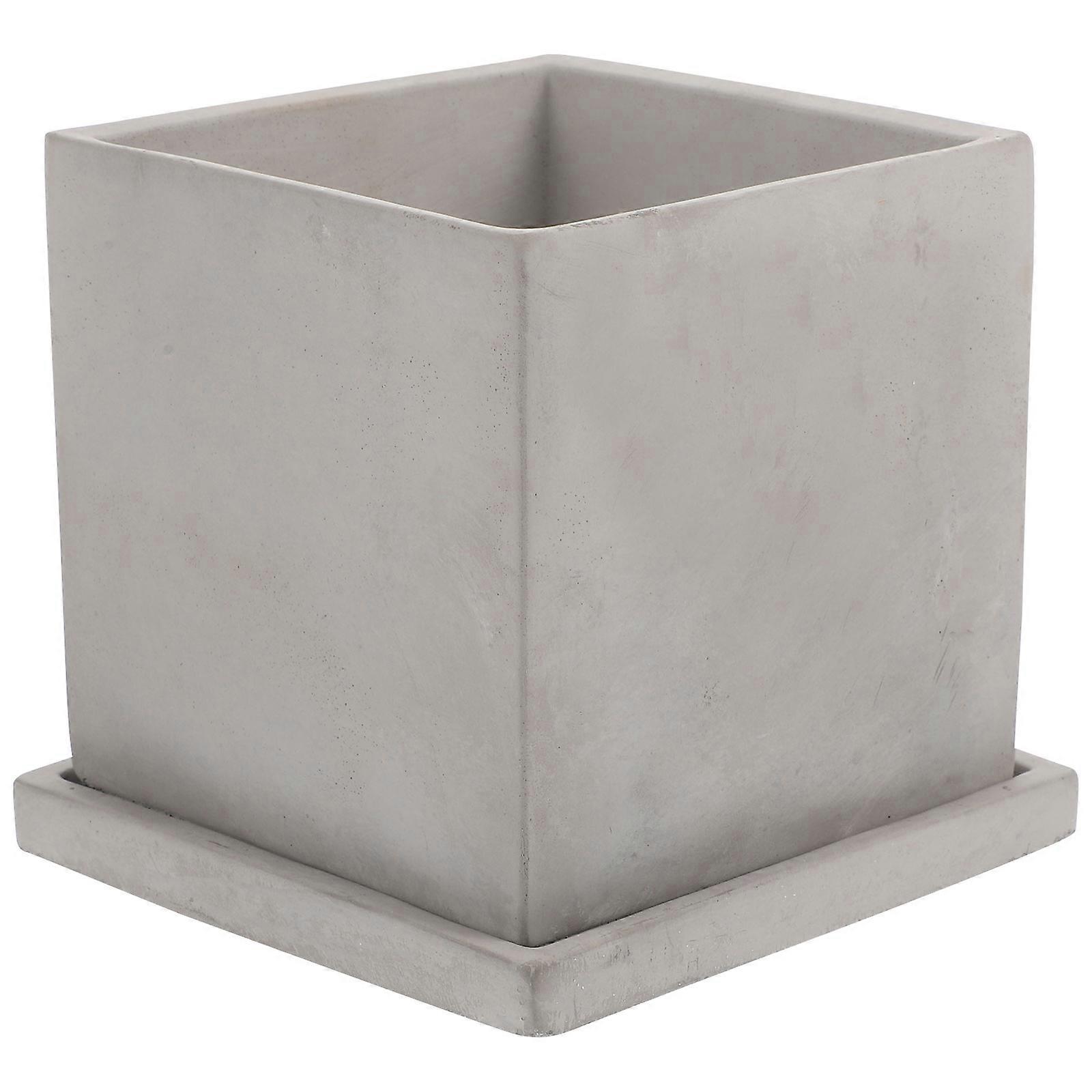 Modern Small Cement Flowerpot Planter for Succulents with Tray