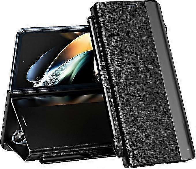 Flip Case Z Fold 5 with Free S Pen, Built-in S Pen Holder Magnetic Fold 5 Case with Stand, PU Leather Shockproof Case for Samsung Galaxy Z Fold 5