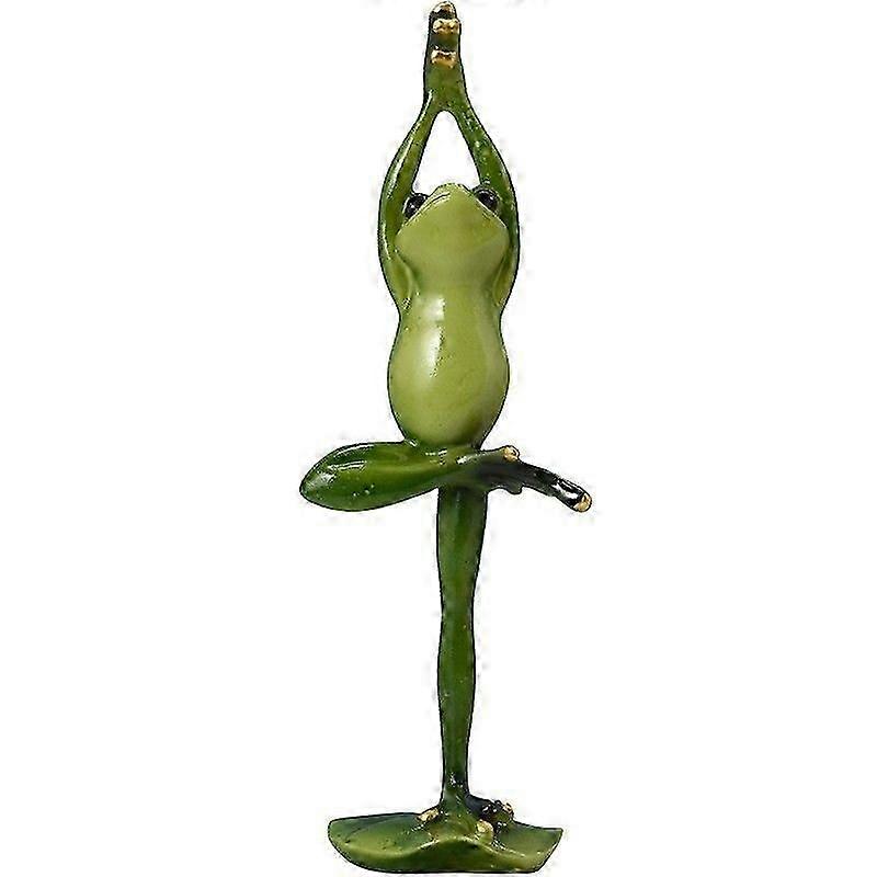 カエルの置物、活力に満ちたマルチカラーヨガの姿勢、樹脂、ヨガ、カエル、ガーデンオーナメント、クラウン付き