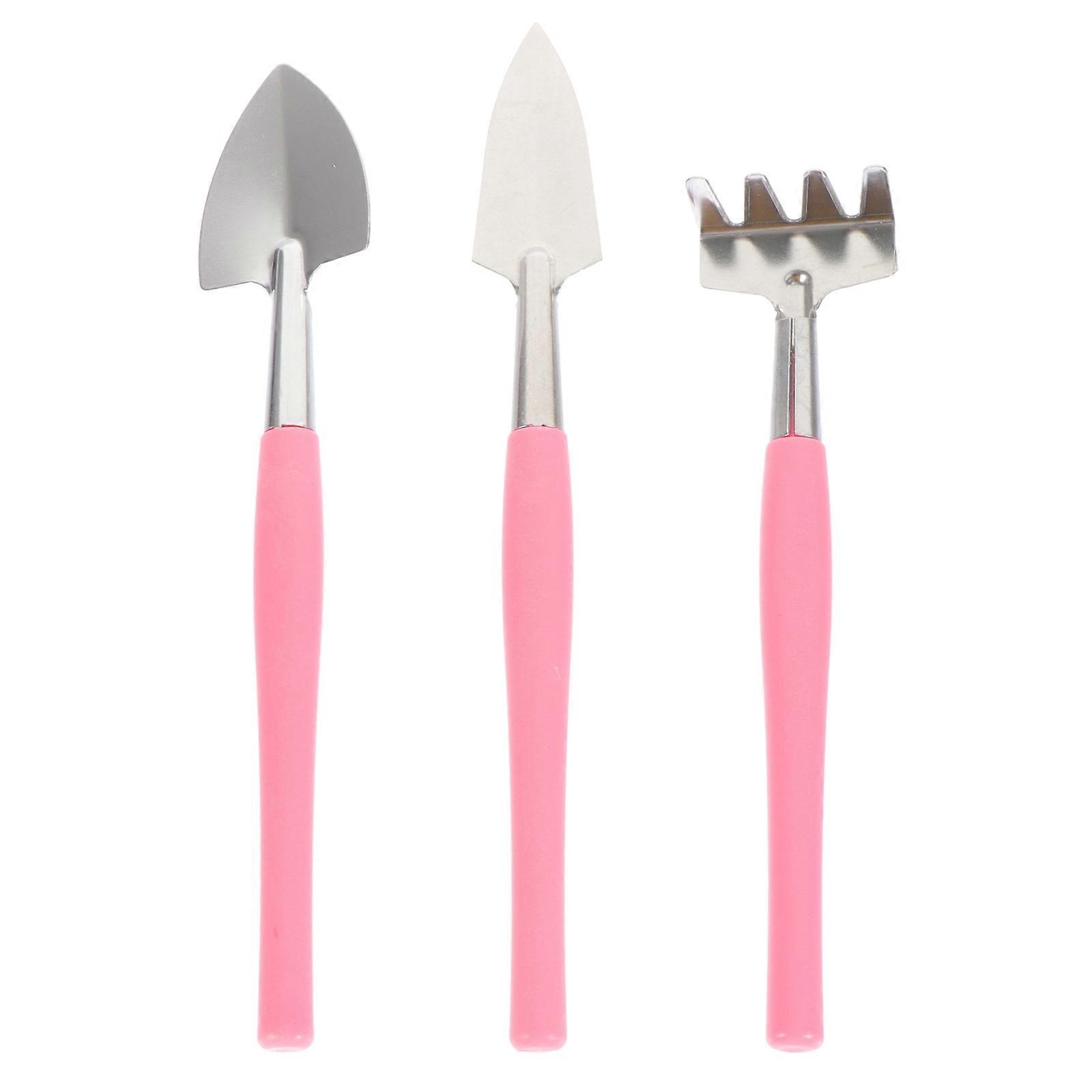 Pink Gardening Trowel with NonSkid Handle for Garden Use Made of Stainless Steel 3 Pieces