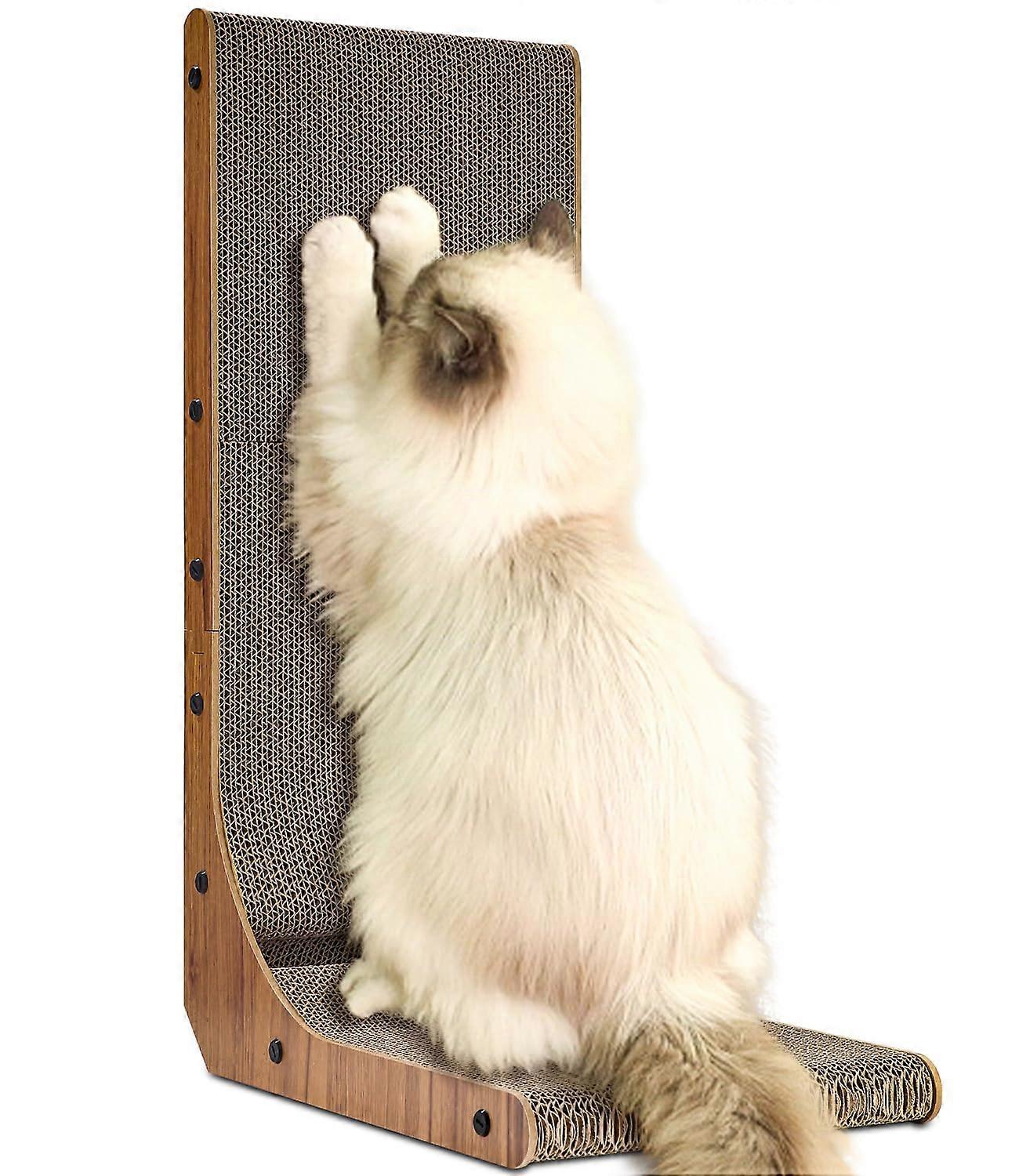 Lshaped Cat Scratching Board with Ball Toy, Quality Cardboard for Wall and Corner, 68 cm Tall