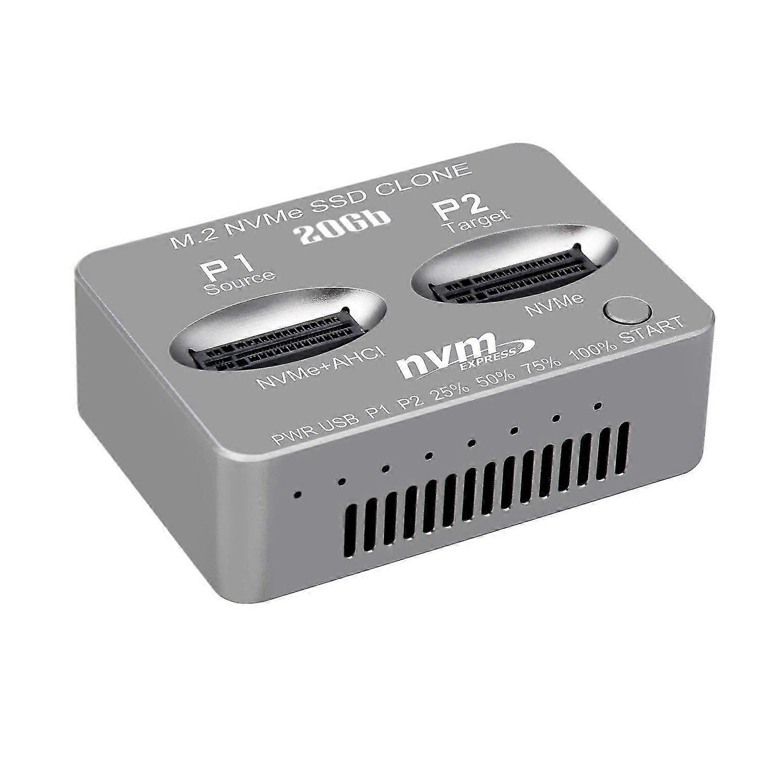 Høj hastighed USB3.2 Gen2 20 Gbps Type C Dual Ports M.2 NVME SSD Clone Docking Station