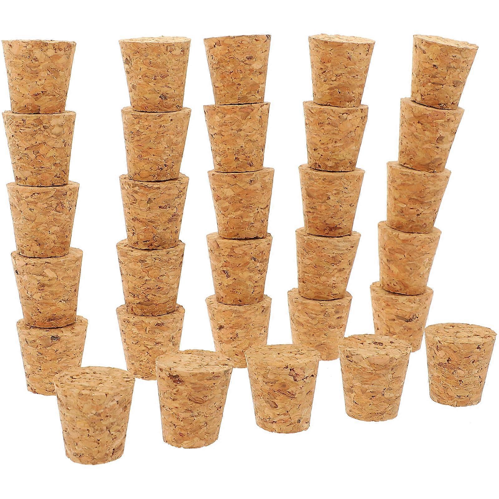 30pcs Light Brown Plastic Cork Stoppers for Bottles Safe Sealed Environment Suitable for Home and Bar Use
