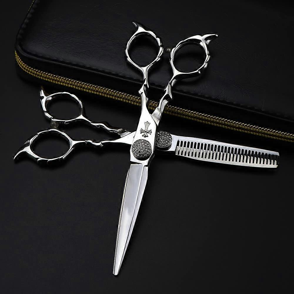 Hair Cutting Scissors, 6 Inches, Professional 440C Cross Gemstone Scissors