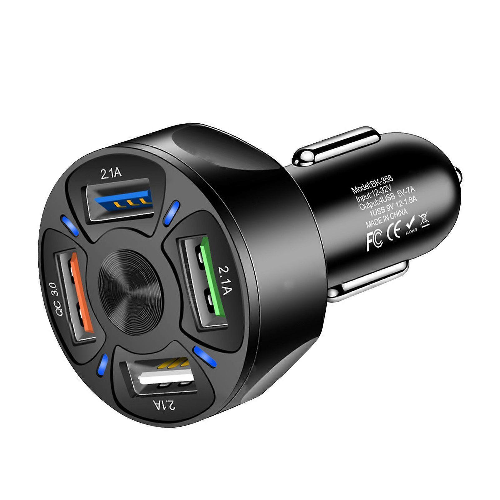 USB Car Charger Socket QC3.0 Four Port Fast Charging Over Temperature Protection Cigarette Lighter Splitter Adapter